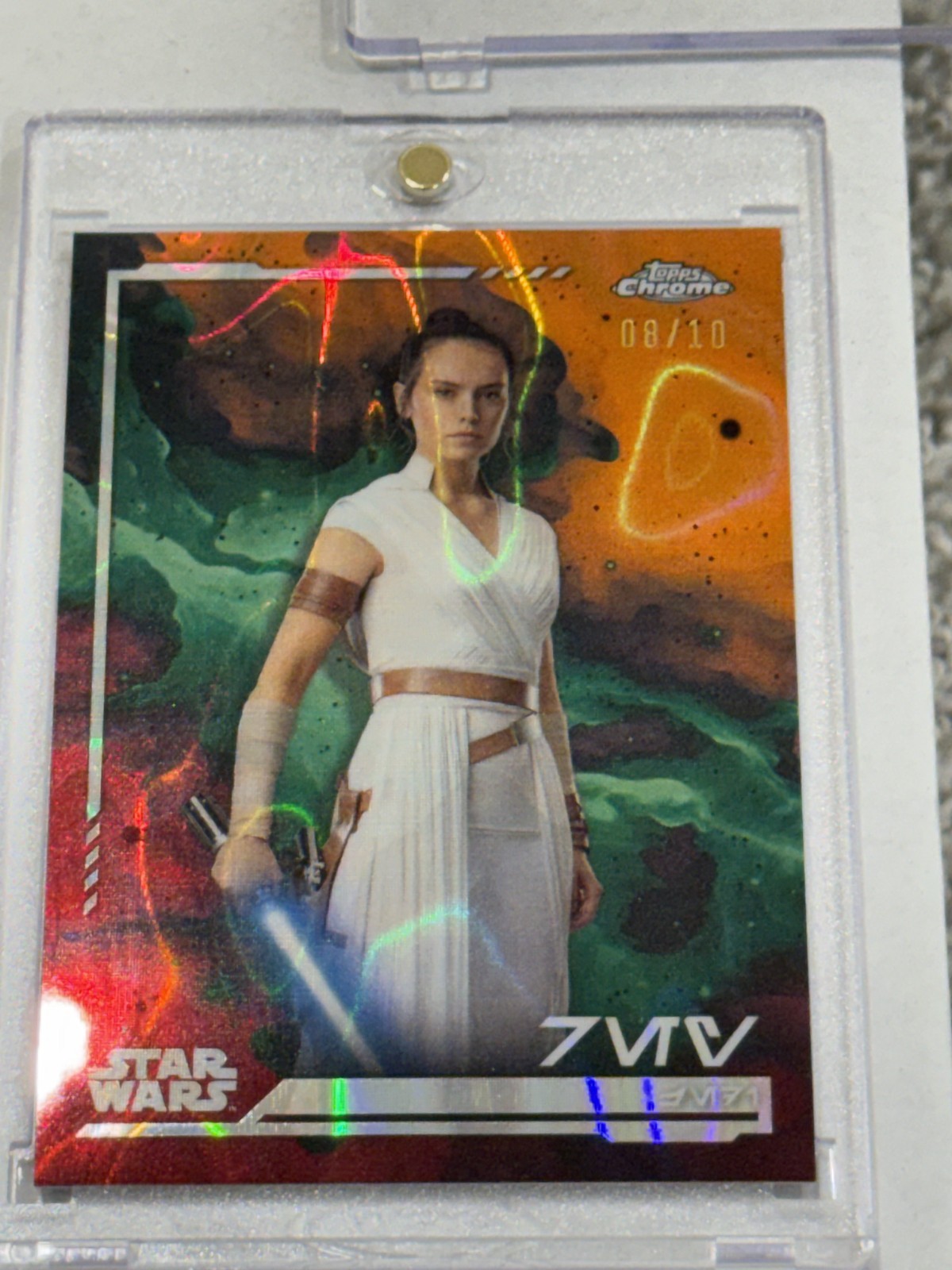 2024 Topps Chrome Star Wars #112 Rey Aurebesh X-Fractor /10