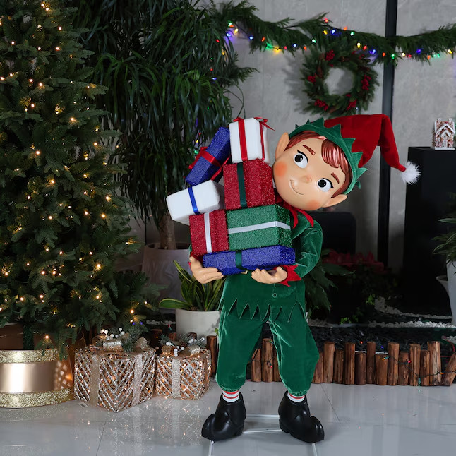 4.5FT ANIMATED MUSICAL ELF WITH PRESENTS CHRISTMAS ANIMATRONIC YARD DECOR 4.5FT ANIMATED MUSICAL ELF WITH PRESENTS CHRISTMAS ANIMATRONIC YARD DECOR