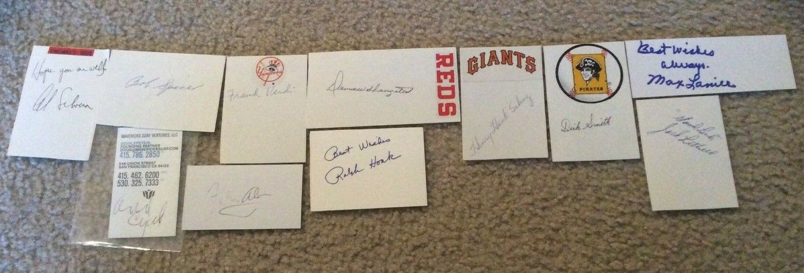 Baseball Lot of (11) Autograph Signed Vintage 2x3 Cards     