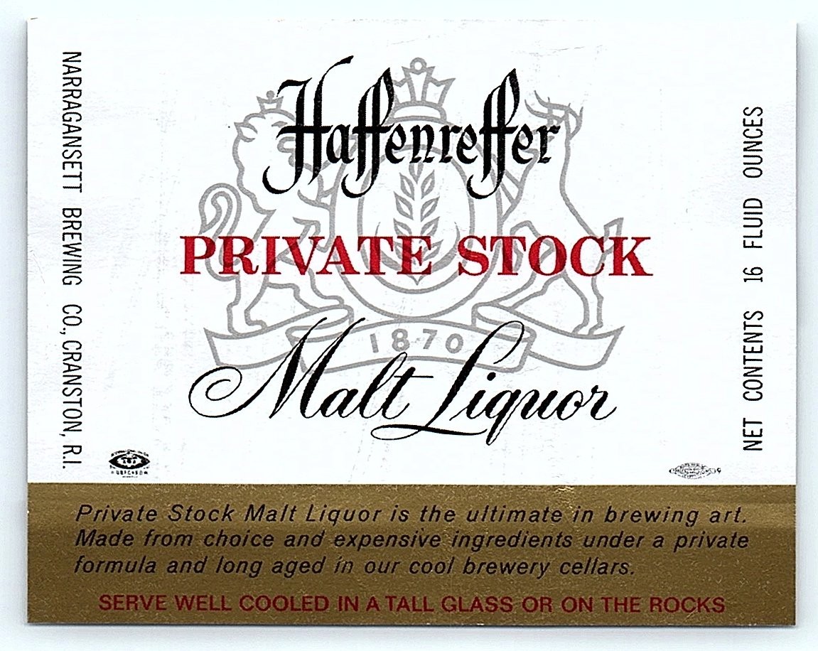 Vintage Haffenreffer Private Stock Malt Liquor 16oz label Vintage Haffenreffer Private Stock Malt Liquor 16oz label