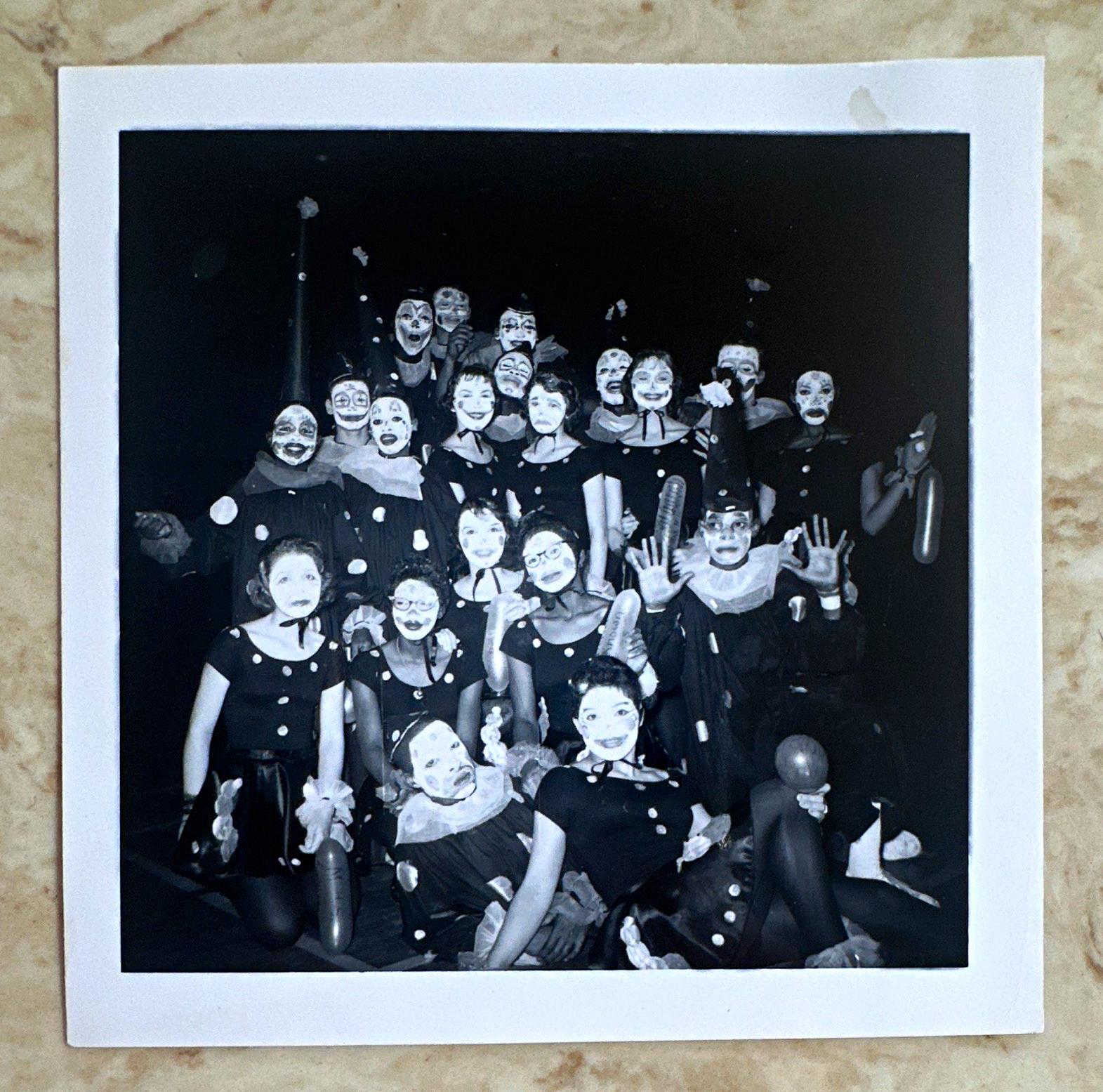 Vintage Black & White Group Theater Costumes Photo, Clown Ephemera 3.5x3.5 Vintage Black & White Group Theater Costumes Photo, Clown Ephemera 3.5x3.5