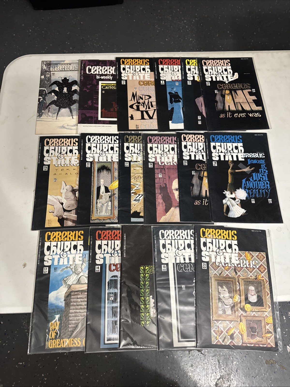 Cerebus Comic Lot 16 Books Dave Sim Aardvark-Vanaheim Church & State + Bi-Weekly
