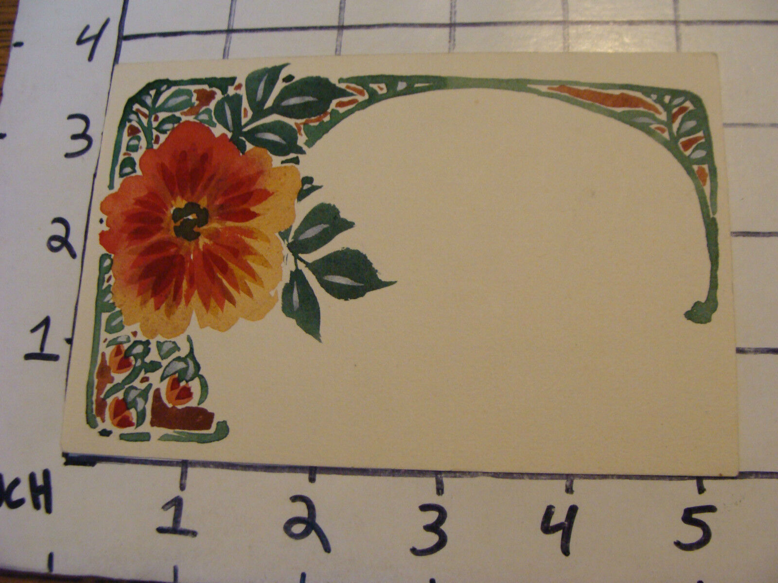 Vintage Unused  Japanes Art floral BEAUTIFUL card undated HAND PAINTED #2