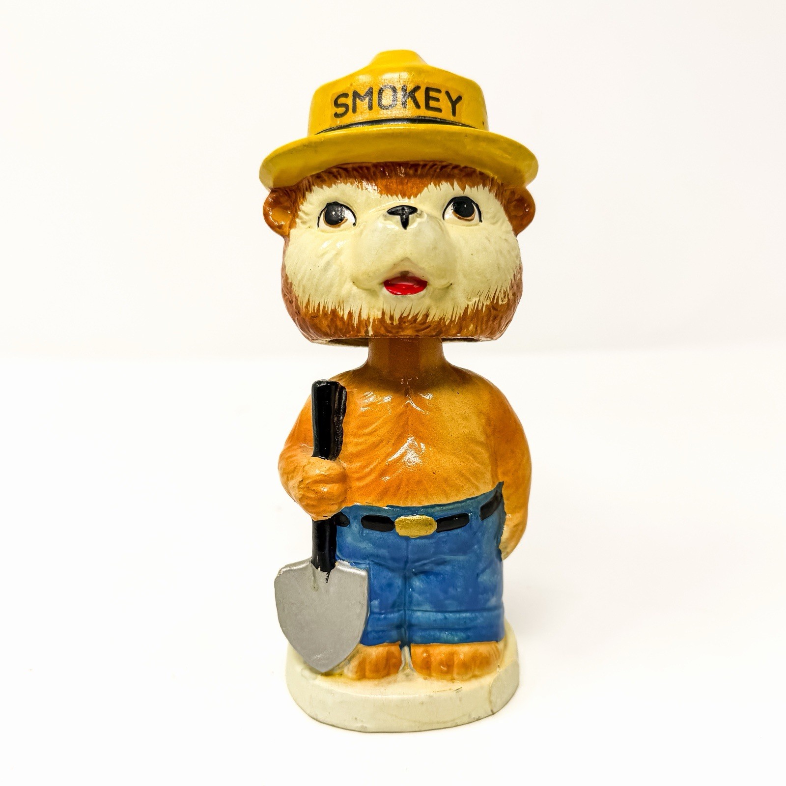 Vtg 1960s Smokey Bear Ceramic Bobblehead Nodder Shovel Fred Harvey Japan 6.5” Vtg 1960s Smokey Bear Ceramic Bobblehead Nodder Shovel Fred Harvey Japan 6.5”