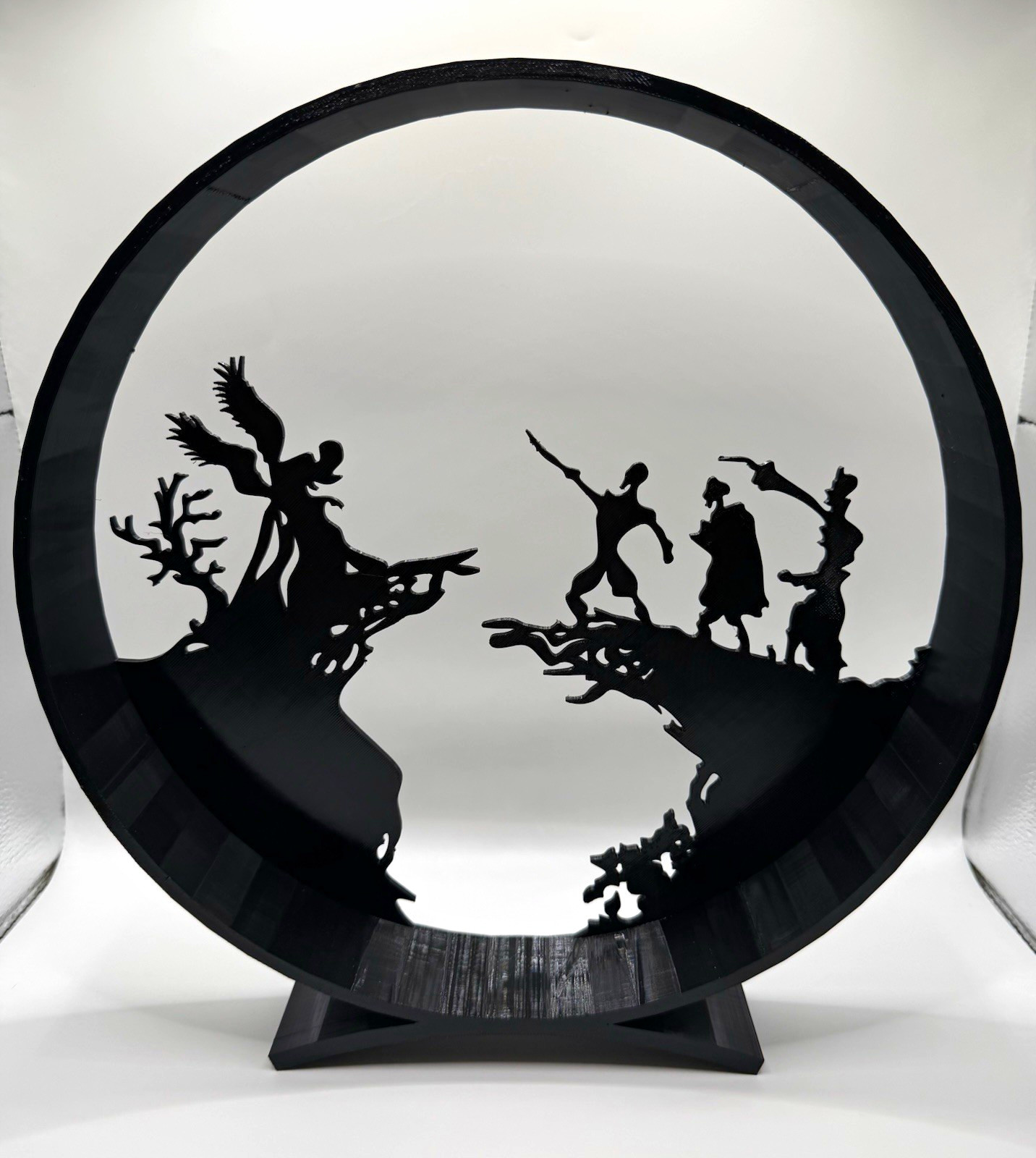 Black Round Silhouette Deathly Hallows Three Brothers and Death