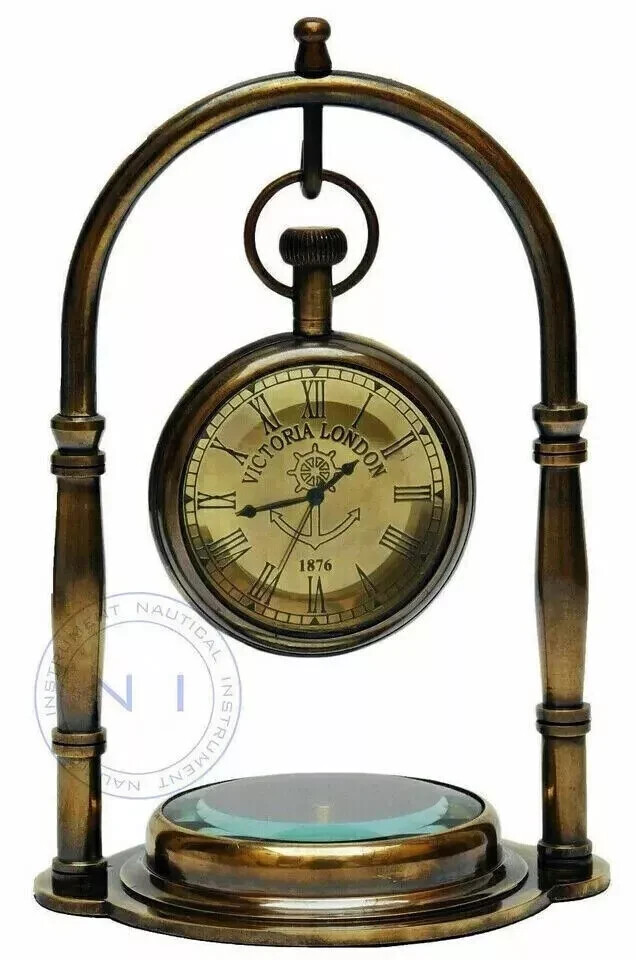 Glorious Vintage Brass Desk Table Antique Brass Nautical Clock Gift Women's Glorious Vintage Brass Desk Table Antique Brass Nautical Clock Gift Women's