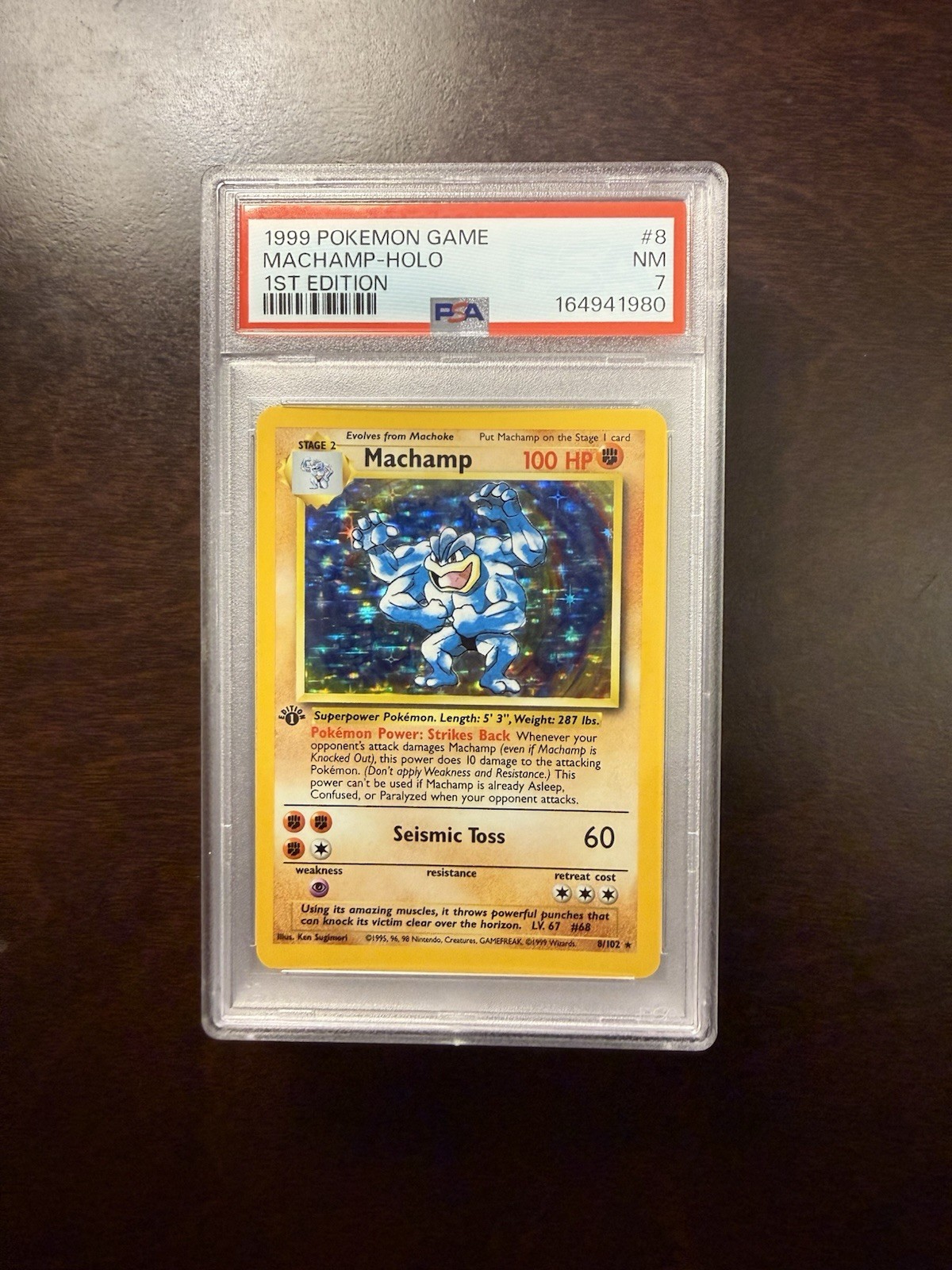 1999 Pokémon Game Machamp-Holo 1st Edition #8/102 PSA 7 Wizards of the Coast