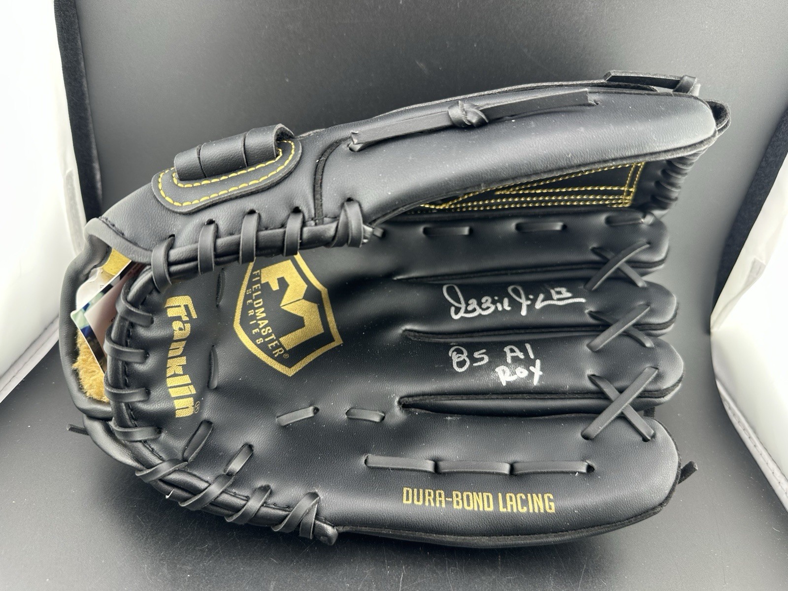 Ozzie Albies Signed Authentic MLB Franklin Baseball Glove Inscribed “85 AL ROY” Ozzie Albies Signed Authentic MLB Franklin Baseball Glove Inscribed “85 AL ROY”