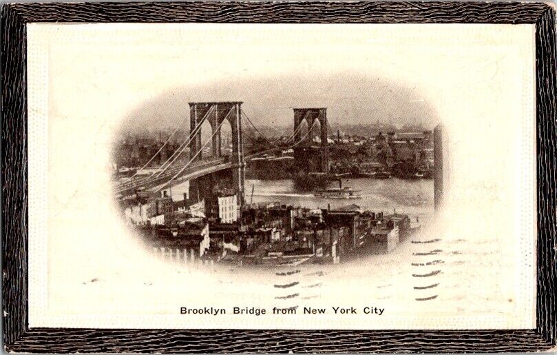 Vintage Postcard Brooklyn Bridge from New York City NY New York 1911       K-628