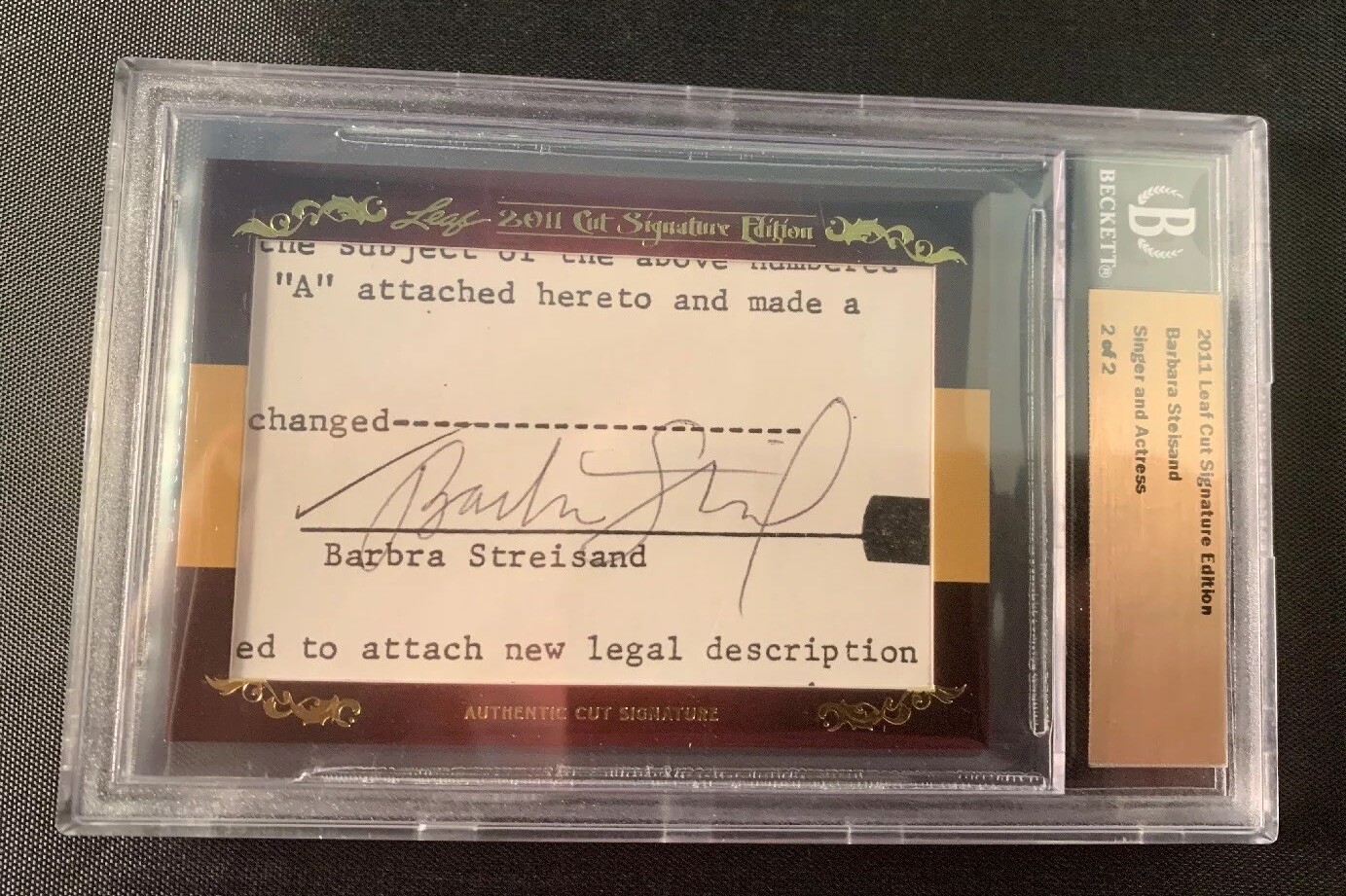 2011 LEAF CUT SIGNATURE EDITION BARBRA STREISAND AUTO AUTOGRAPH 2/2 SIGNED BAS 2011 LEAF CUT SIGNATURE EDITION BARBRA STREISAND AUTO AUTOGRAPH 2/2 SIGNED BAS