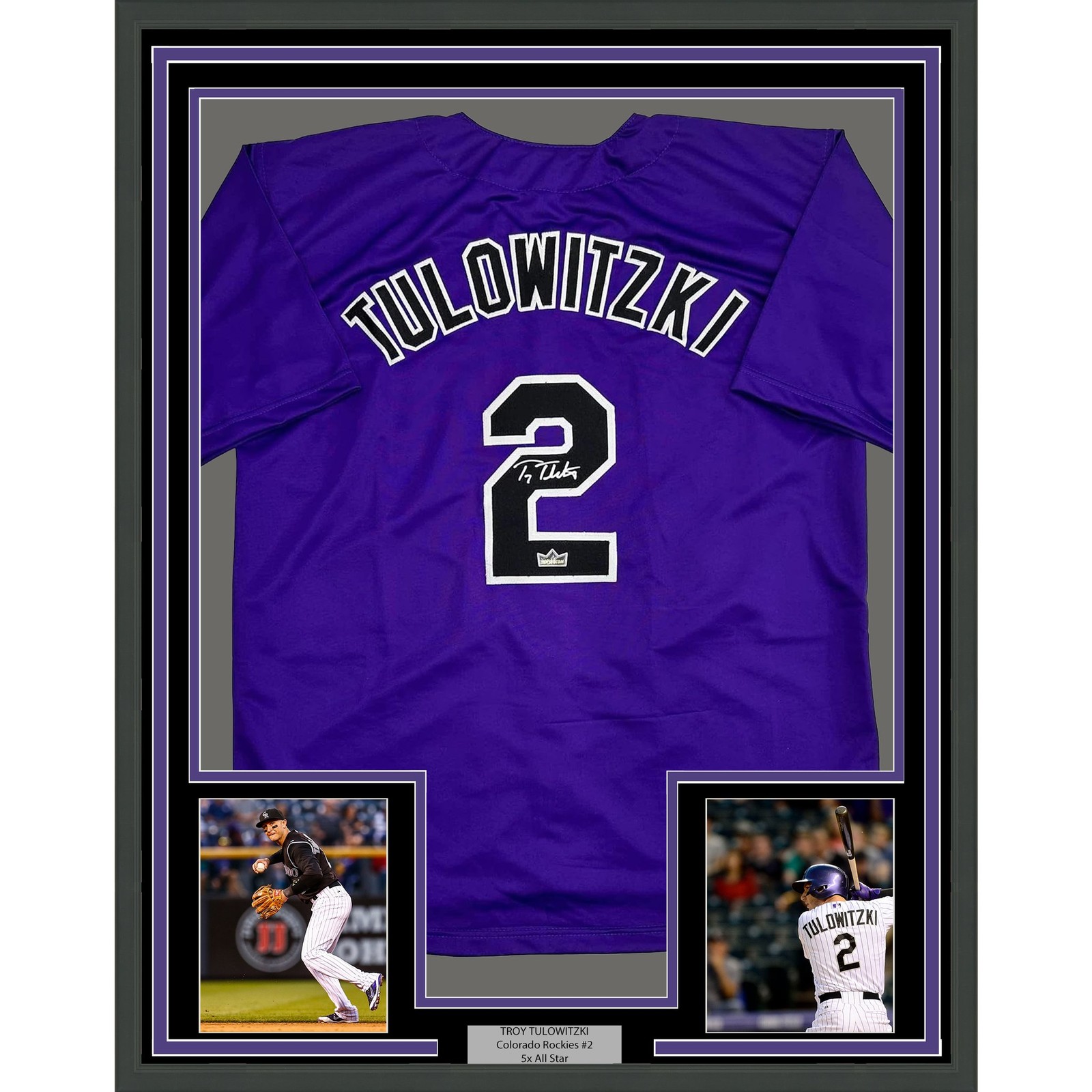 Framed Facsimile Autographed Troy Tulowitzki 35x39 Colorado Reprint Jersey
