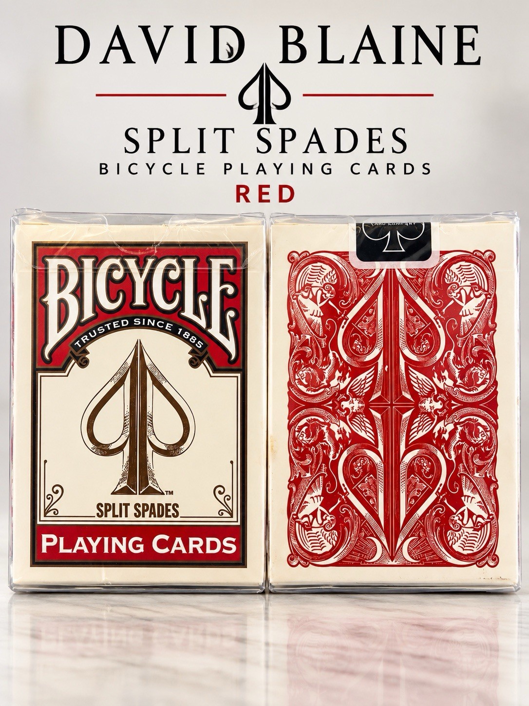 David Blaine Split Spades Bicycle Playing Cards Red Sealed Rare Deck USPCC