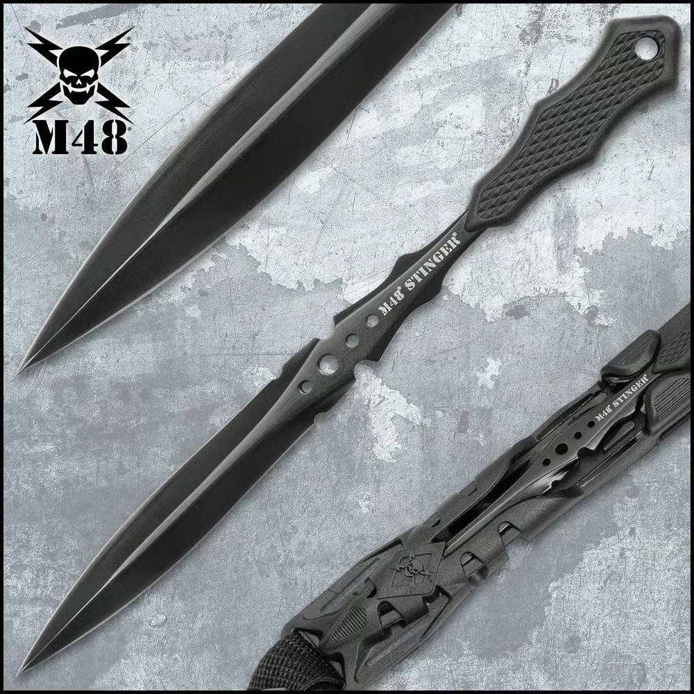 M48 Urban Stinger Black Dagger Dual Edge Knife Spike Full Tang Shank UC2937 New