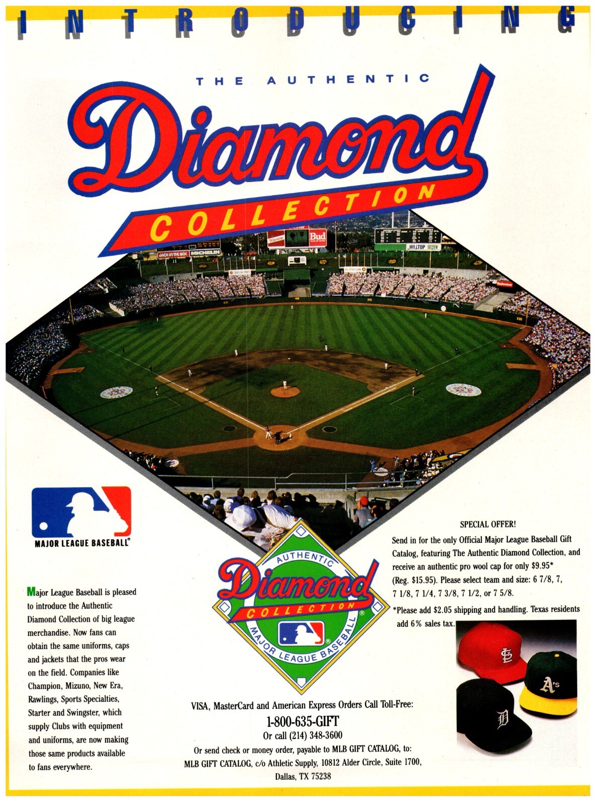 1988 Diamond Collection Print Ad Major League Baseball Hat Caps A\'s Tigers Cards 1988 Diamond Collection Print Ad Major League Baseball Hat Caps A\'s Tigers Cards