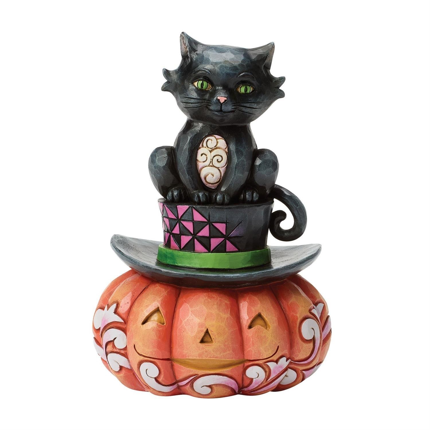 Jim Shore BLACK CAT ON TOP HAT FIGURINE-MEOW-GICAL HALLOWEEN 6018082 NEW