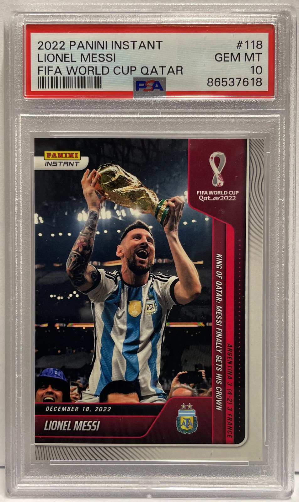 Lionel Messi Panini Instant FIFA World Cup 2022 PSA 10 Lionel Messi Panini Instant FIFA World Cup 2022 PSA 10