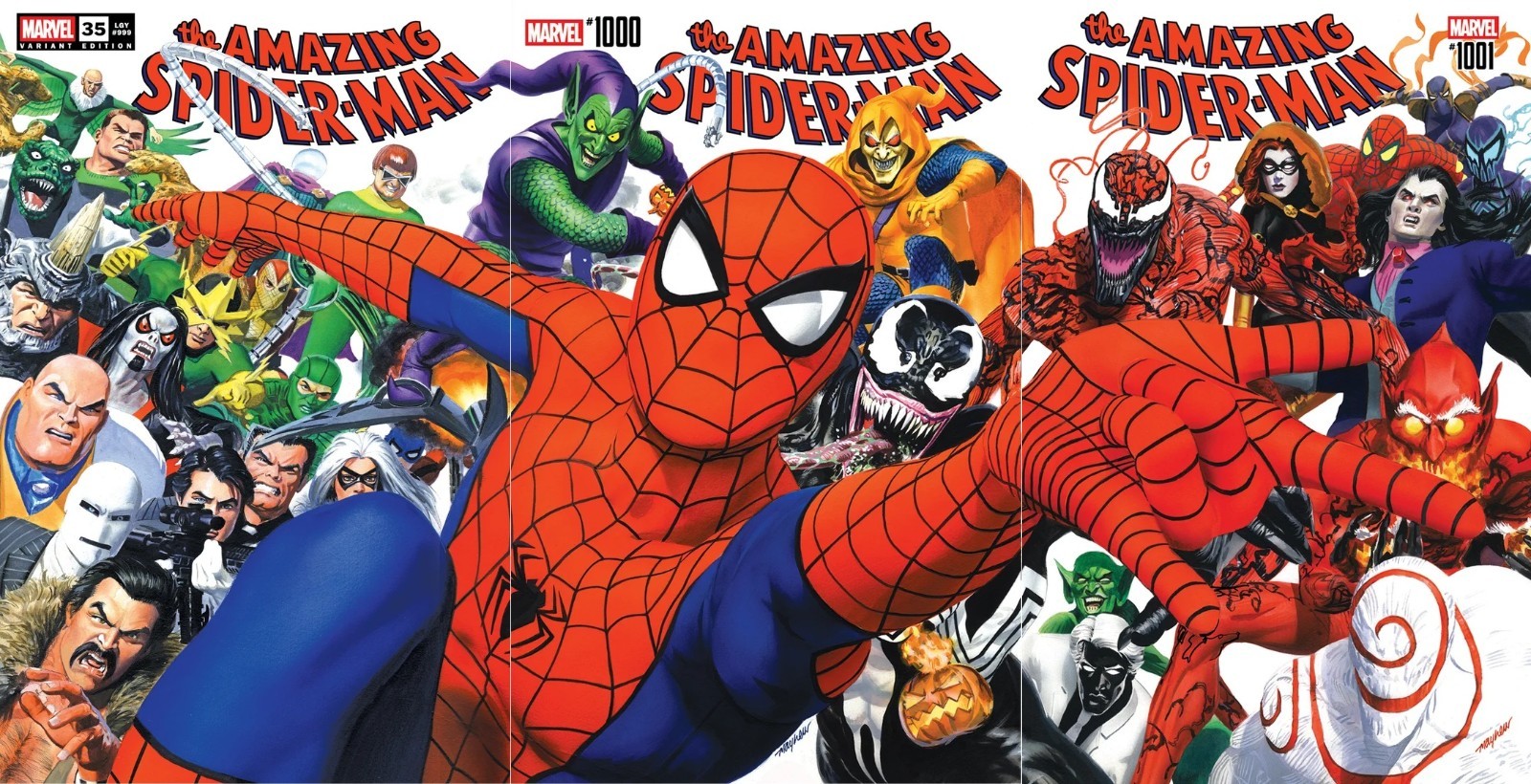 AMAZING SPIDERMAN 35 (999) 1000 & 1001 MIKE MAYHEW 3 CONNECTING BOOK SET NM 2026 AMAZING SPIDERMAN 35 (999) 1000 & 1001 MIKE MAYHEW 3 CONNECTING BOOK SET NM 2026