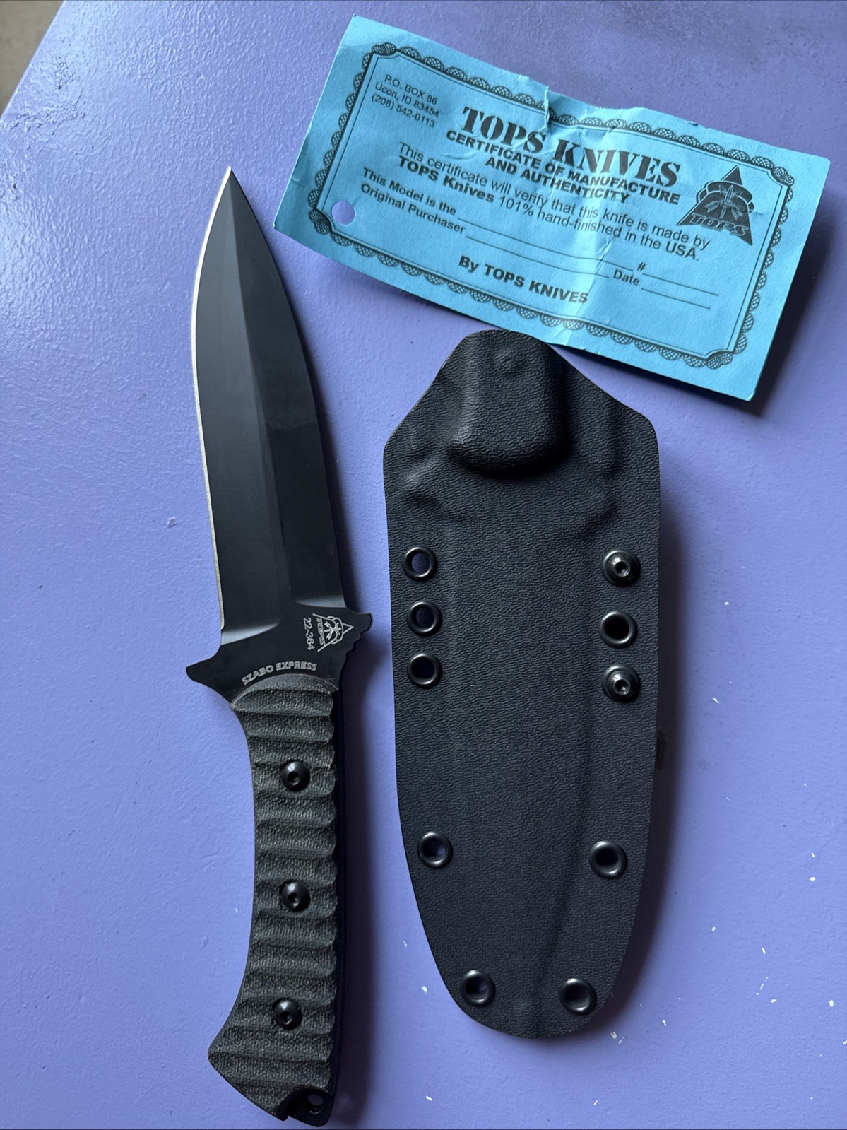 Tops Knives Szabo Express 22-364 Single Edge with Sheath Tops Knives Szabo Express 22-364 Single Edge with Sheath