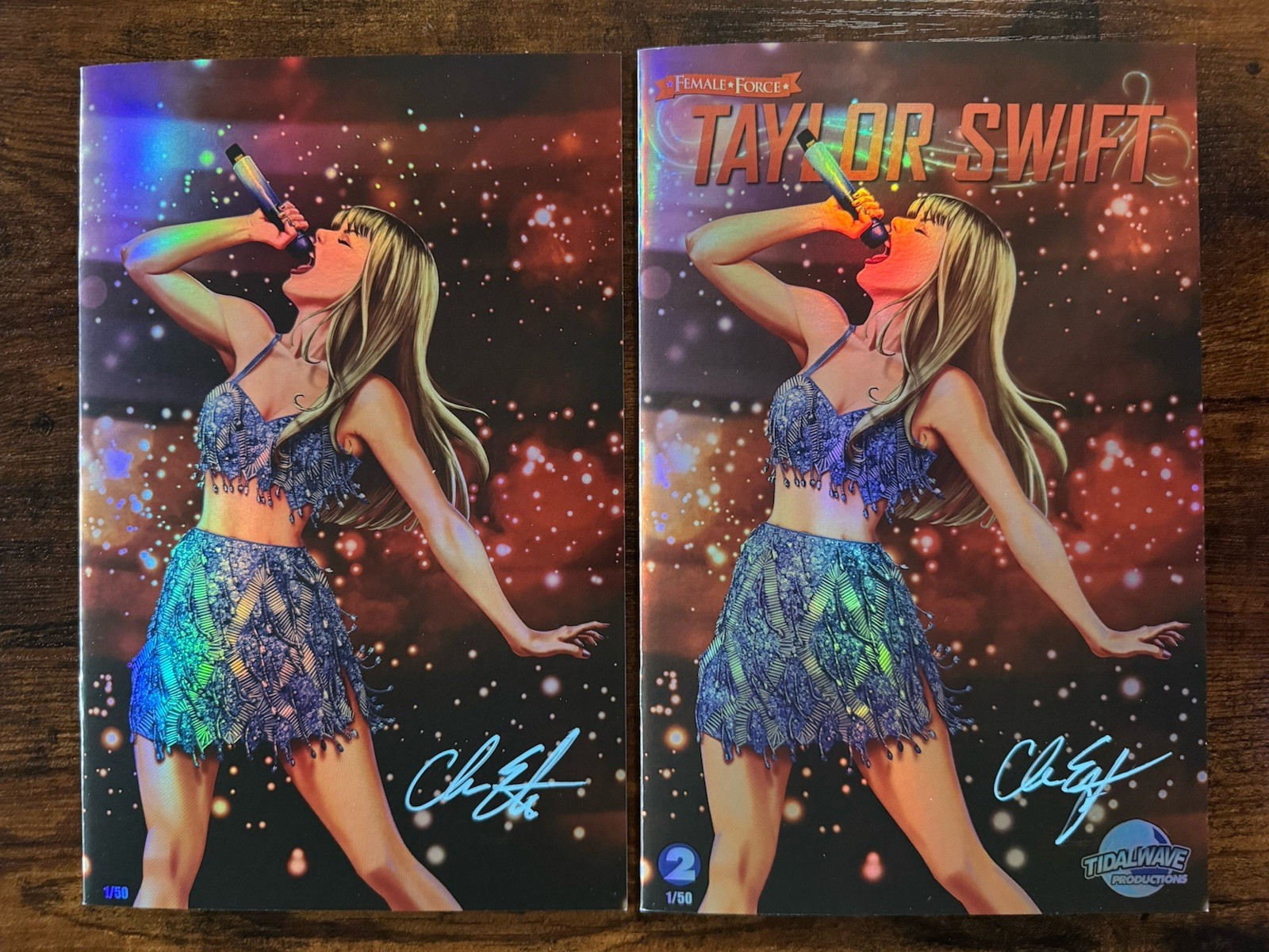 TAYLOR SWIFT #2 SIGNED CHRIS EHNOT EXCLUSIVE TRADE & VIRGIN FOIL SET 1/50 w/COA