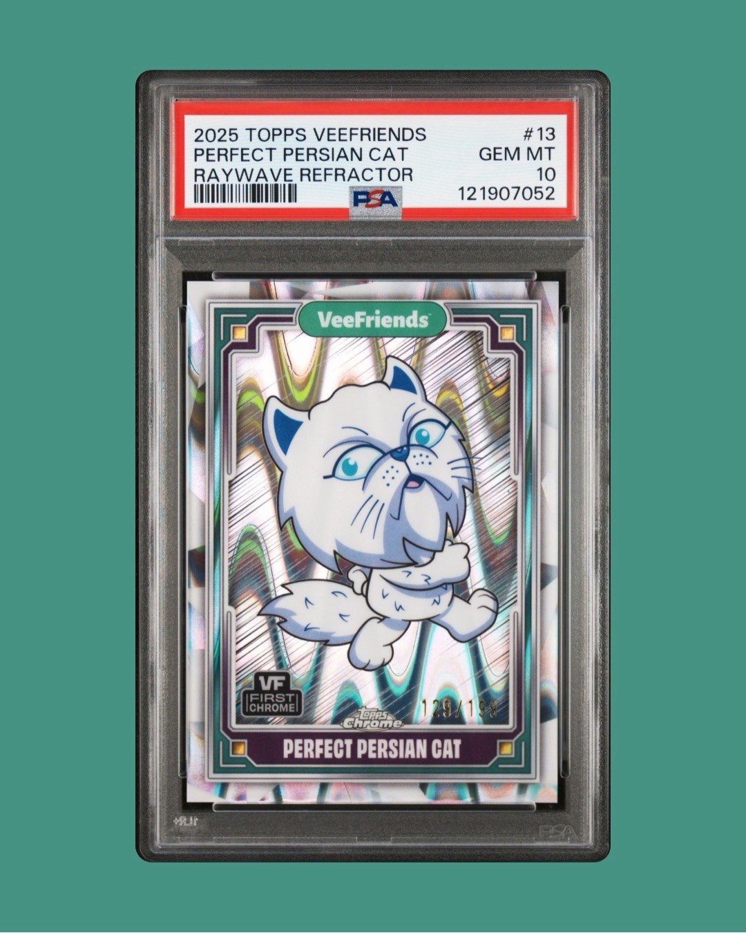 Topps 25 VeeFriends Perfect Persian Cat #13 RayWave Refractor PSA 10 POP 1 /199
