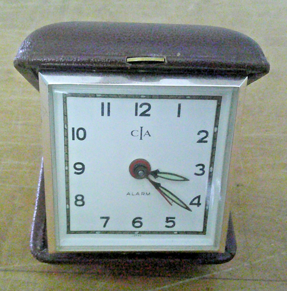 Vintage CIA Travel Alarm Clock in Travelling Hard Case Fine working