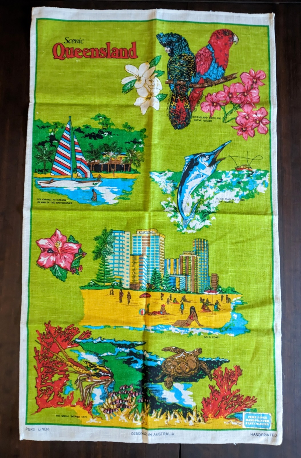 Vintage Scenic Queensland Linen Tea Towel Gold Coast Whitsundays Poland Sticker Vintage Scenic Queensland Linen Tea Towel Gold Coast Whitsundays Poland Sticker