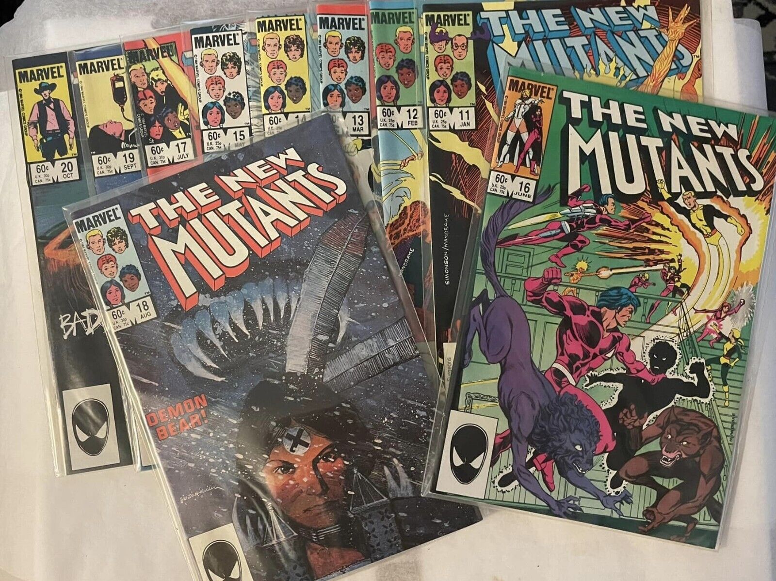 The New Mutants #11 to #20 (10 Consecutive Comics Set - Marvel 1984) NM/MT