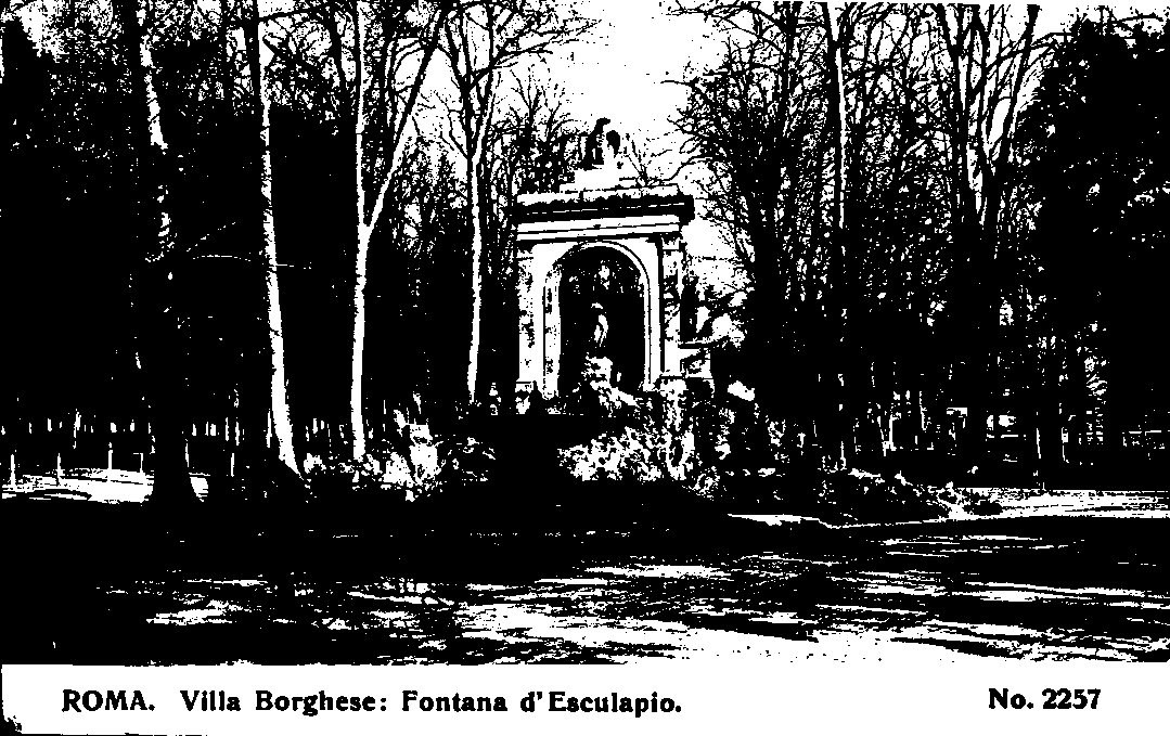 Rome Italy - Villa Borghese Aesculapius Fountain - Antique Postcard - circa 1908 Rome Italy - Villa Borghese Aesculapius Fountain - Antique Postcard - circa 1908