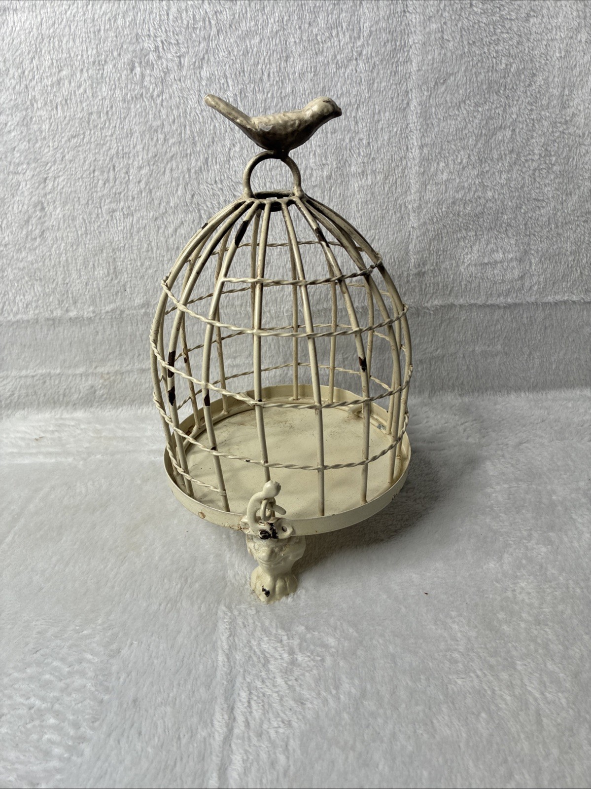 Vintage Cast Iron Bird Cage Figurine Bird Motif 9.5” Rustic Farmhouse Decor Vintage Cast Iron Bird Cage Figurine Bird Motif 9.5” Rustic Farmhouse Decor