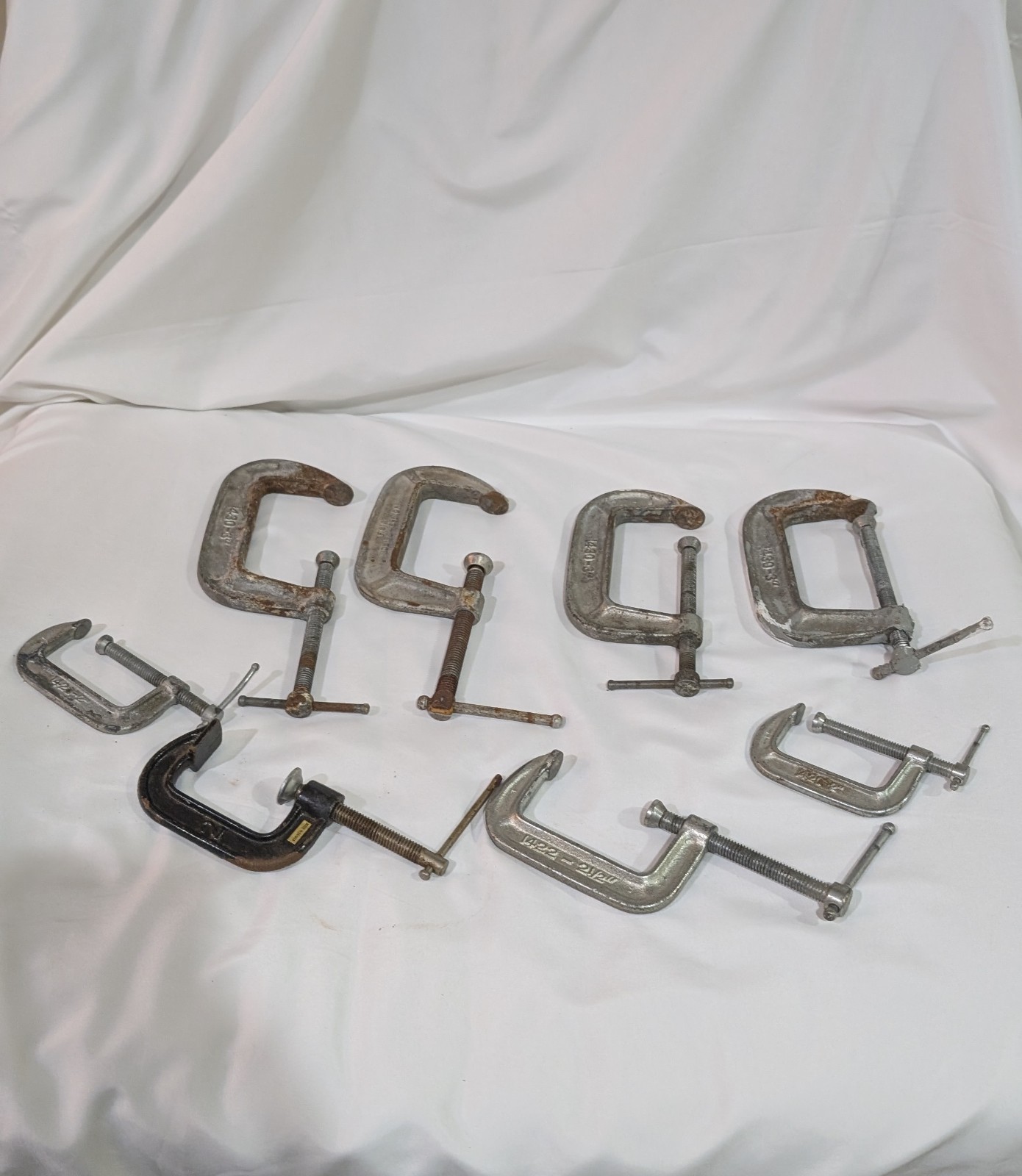 Lot Of ADJUSTABLE METAL C CLAMPS - 8 Total Lot Of ADJUSTABLE METAL C CLAMPS - 8 Total