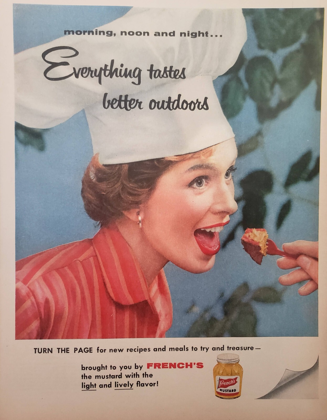 1957 French\'s Mustard Print Ad Wall Decor Everything Tastes Better Outdoors