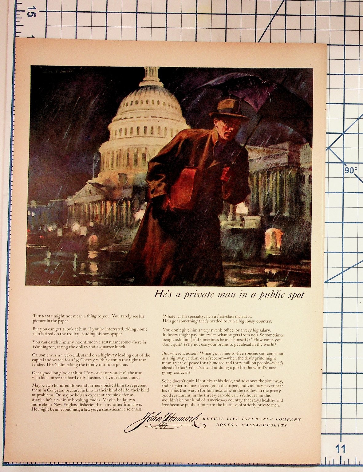 Vintage John Hancock Life Insurance Ad US Capitol Washington DC Ephemera