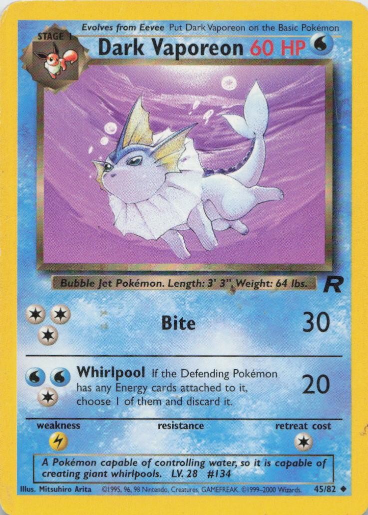 Pokemon Dark Vaporeon Team Rocket #45 PL EN Pokemon Dark Vaporeon Team Rocket #45 PL EN