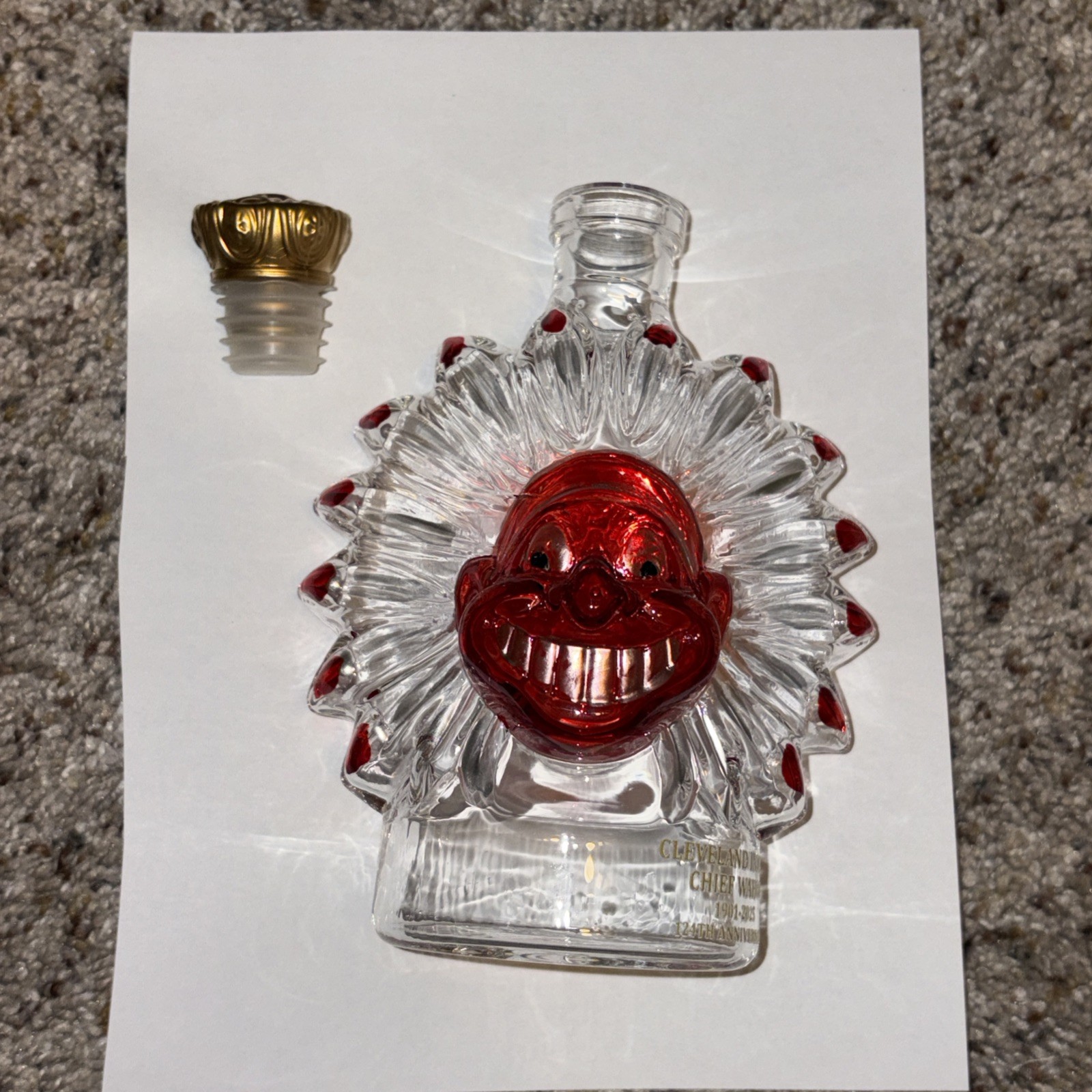 Cleveland Indians Decanter Chief Wahoo 1901-2025 124th anniversary Glass Cleveland Indians Decanter Chief Wahoo 1901-2025 124th anniversary Glass