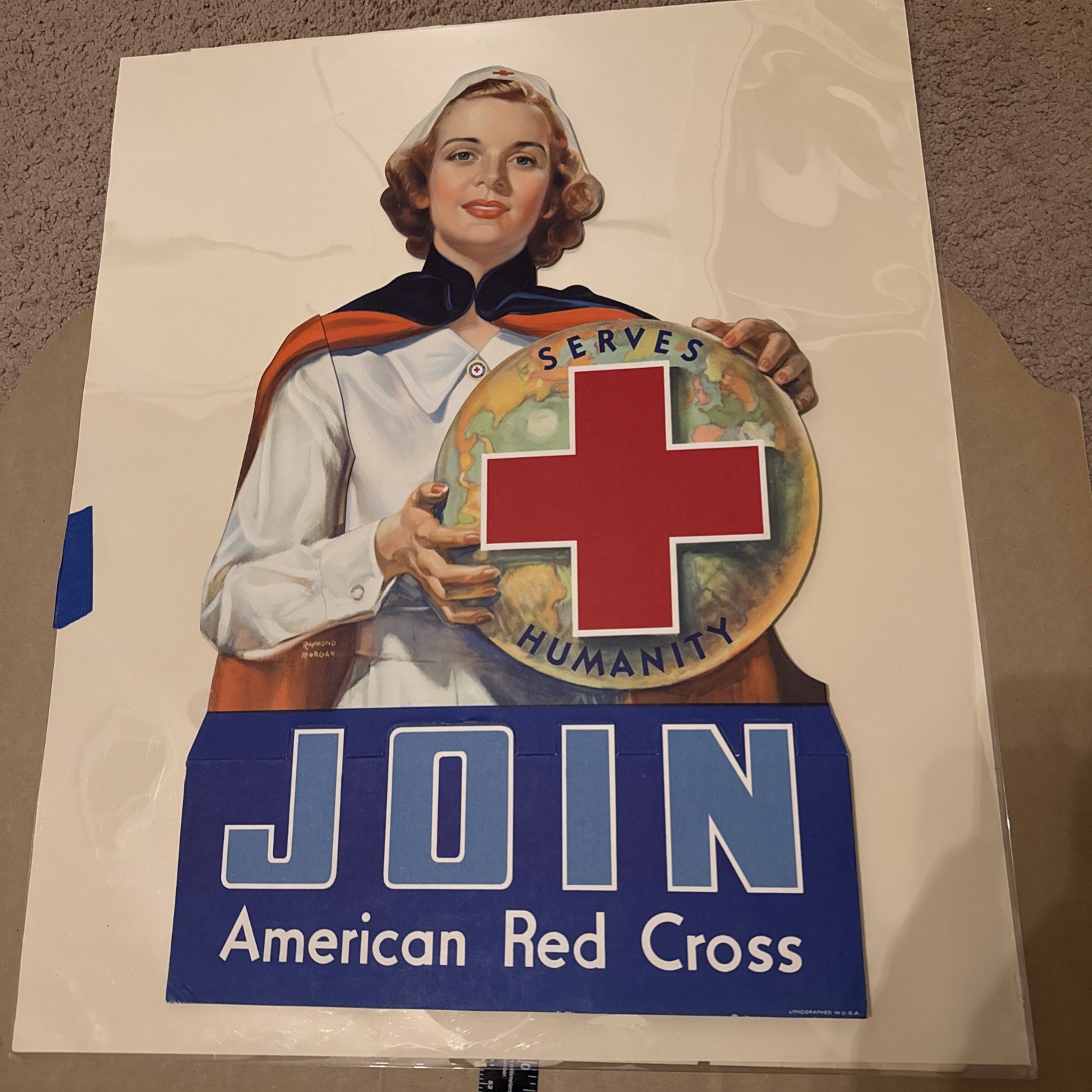 WWII American Red Cross Poster Counter Display Stand-Up WWII American Red Cross Poster Counter Display Stand-Up