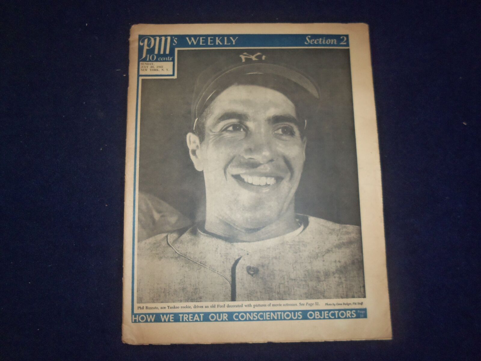 1941 JULY 20 PM'S WEEKLY NEWSPAPER - PHIL RIZZUTO, ACE YANKEE ROOKIE - NP 7285