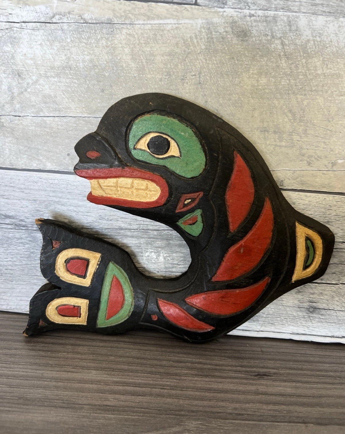 Vintage Northwest Coast Orca Carving by Patrick Seale, Signed Killer Whale ART