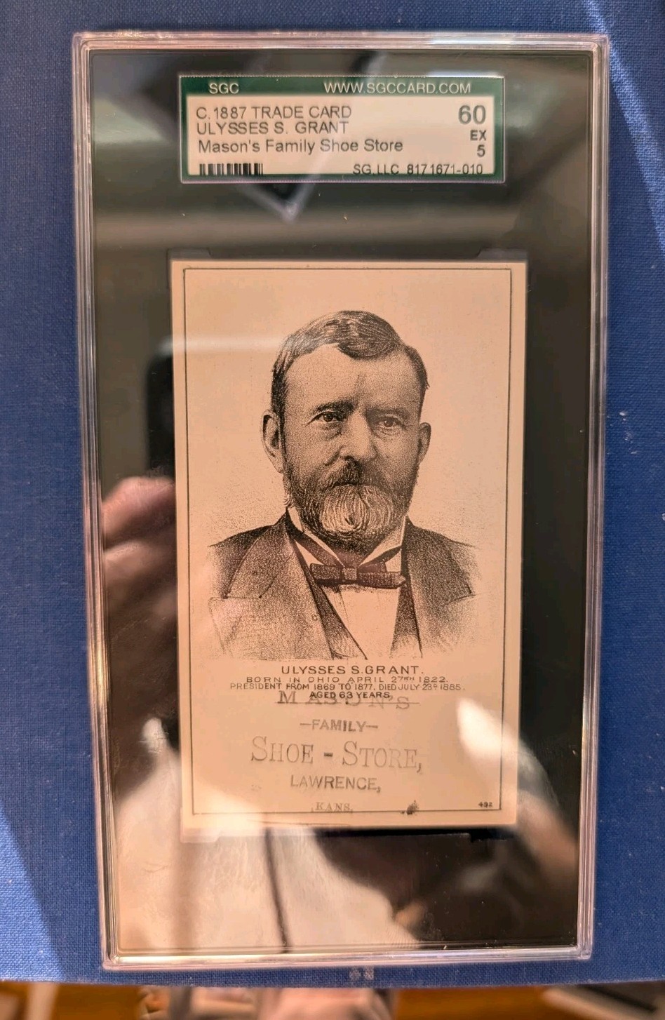 1880s Hd2a Trade Card Ulysses S. Grant SGC 5 EX Mason's Shoes None Higher 1880s Hd2a Trade Card Ulysses S. Grant SGC 5 EX Mason's Shoes None Higher