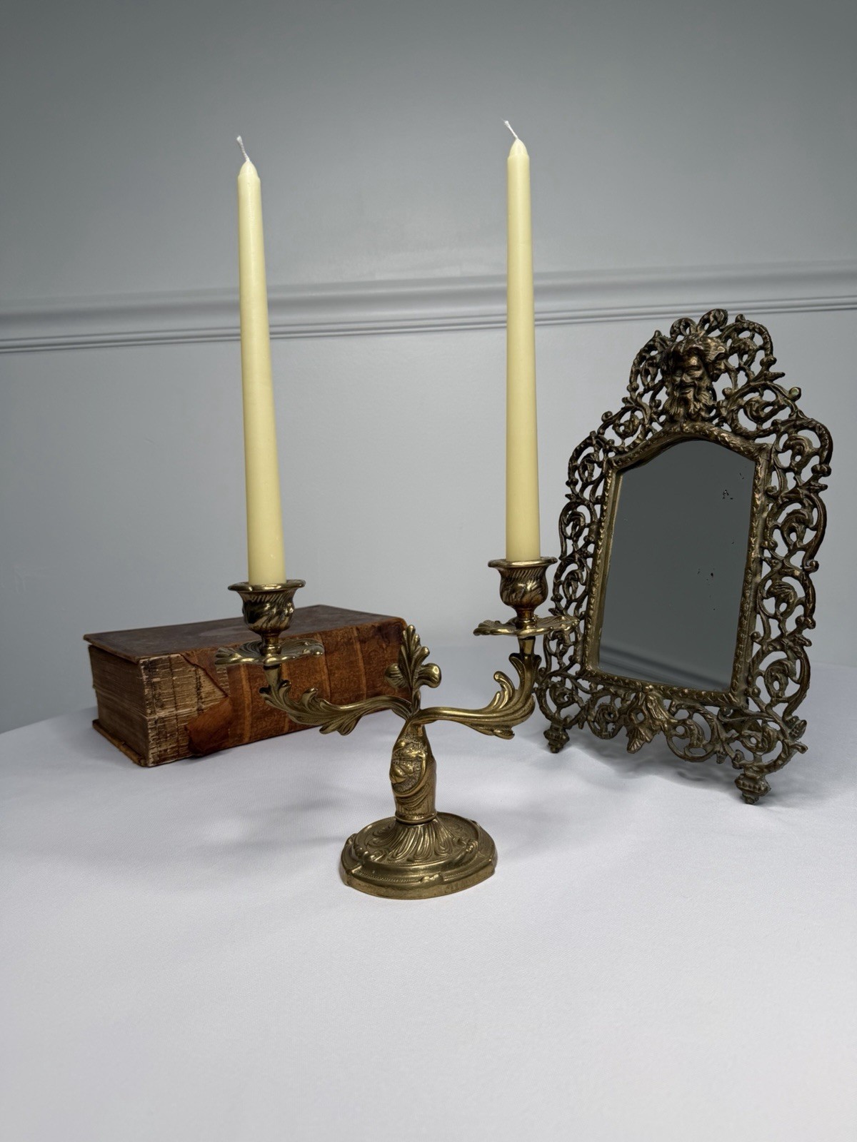 Antique Italian Baroque Gilt Brass Candelabra Gorgeous Antique Italian Baroque Gilt Brass Candelabra Gorgeous
