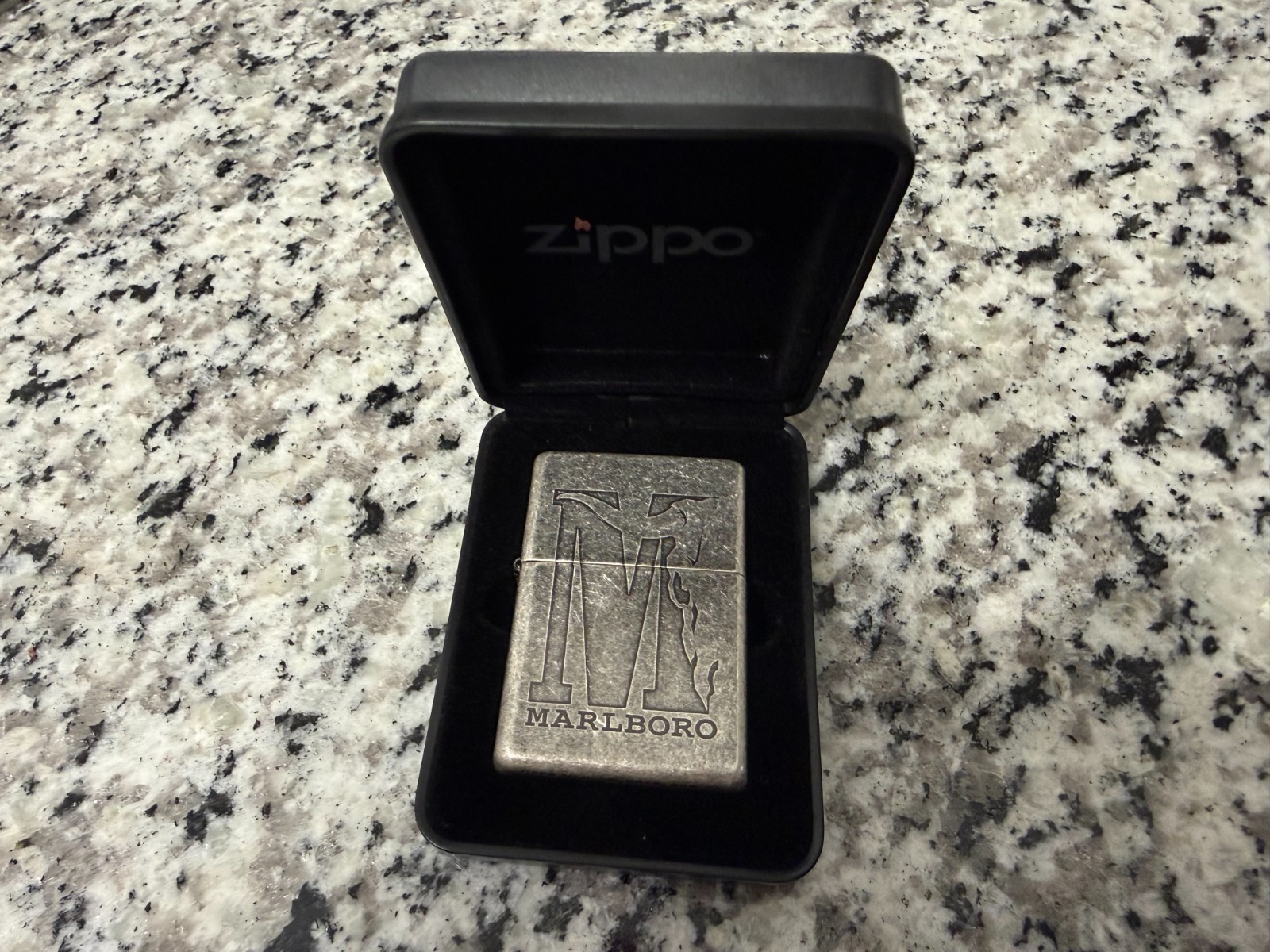 2001 Marlboro M Longhorn Skull Zippo Unused - Original Case Manual Box Labels 2001 Marlboro M Longhorn Skull Zippo Unused - Original Case Manual Box Labels