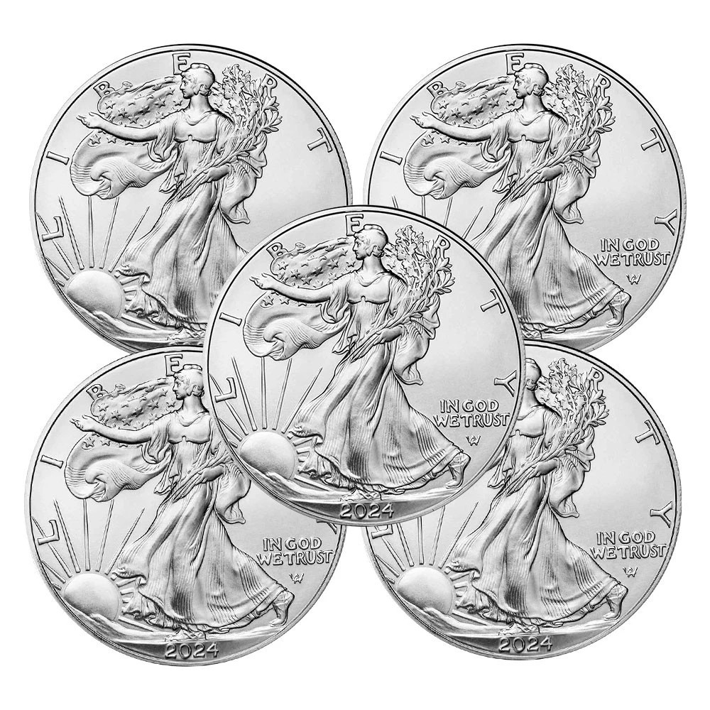 Lot of 5 - 💲$ 2024 American Siver Eagle 0.999 Fine🦅