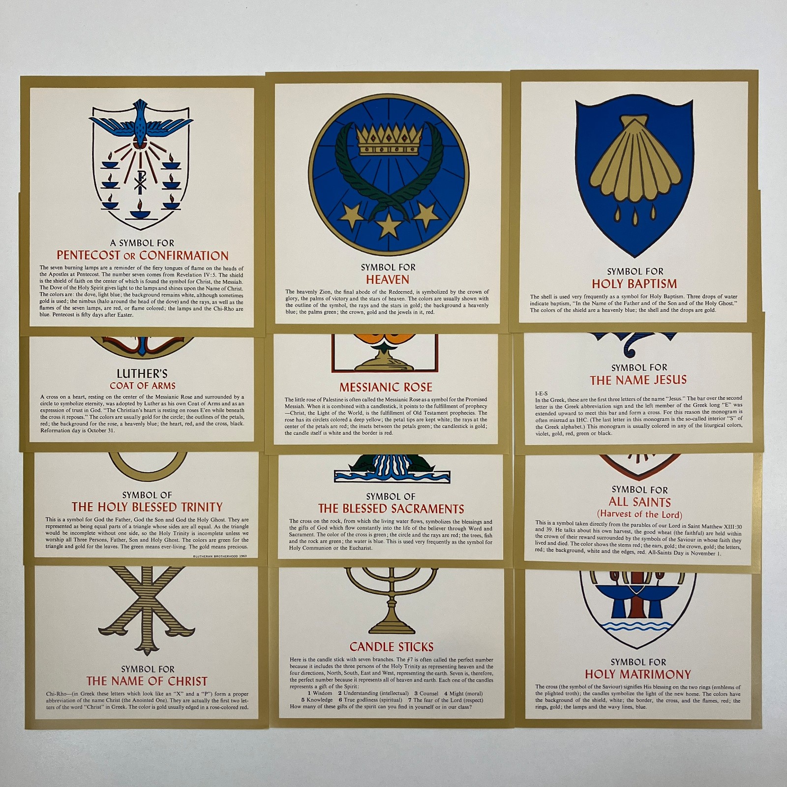 Symbols of the Lutheran Church from the Lutheran Brotherhood 1963 12 Card Set Symbols of the Lutheran Church from the Lutheran Brotherhood 1963 12 Card Set
