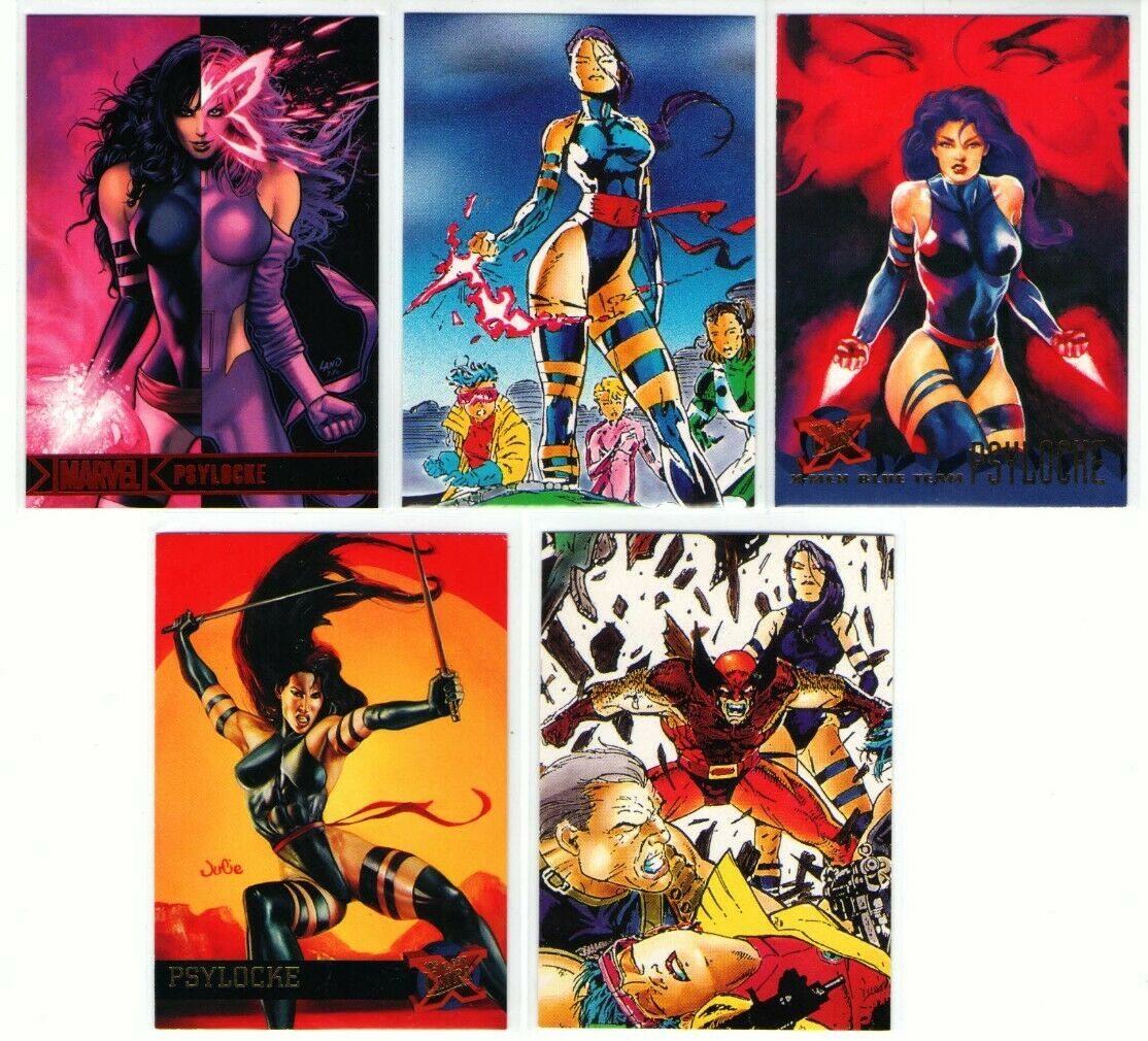 Card Set: Psylocke, THE X-MEN - LOT OF 5 [NM NEAR MINT] 1991/ 1994/ 1995/ 2012