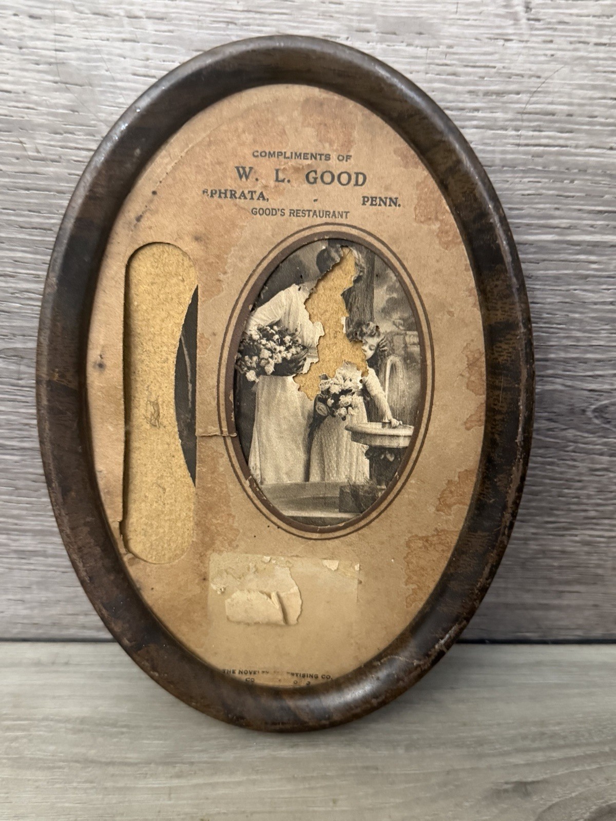 Vintage W L Good Ephrata PA Restaurant Advertising Oval Metal Picture Frame Vintage W L Good Ephrata PA Restaurant Advertising Oval Metal Picture Frame