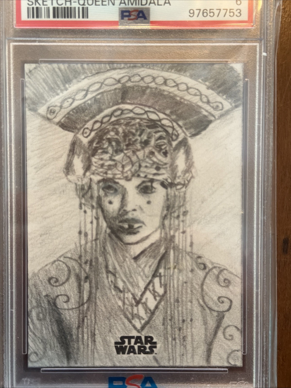 2024 Topps Chrome Star Wars Padme Amidala Sketch 1/1 Derek Johnson PSA 6 Auto 2024 Topps Chrome Star Wars Padme Amidala Sketch 1/1 Derek Johnson PSA 6 Auto