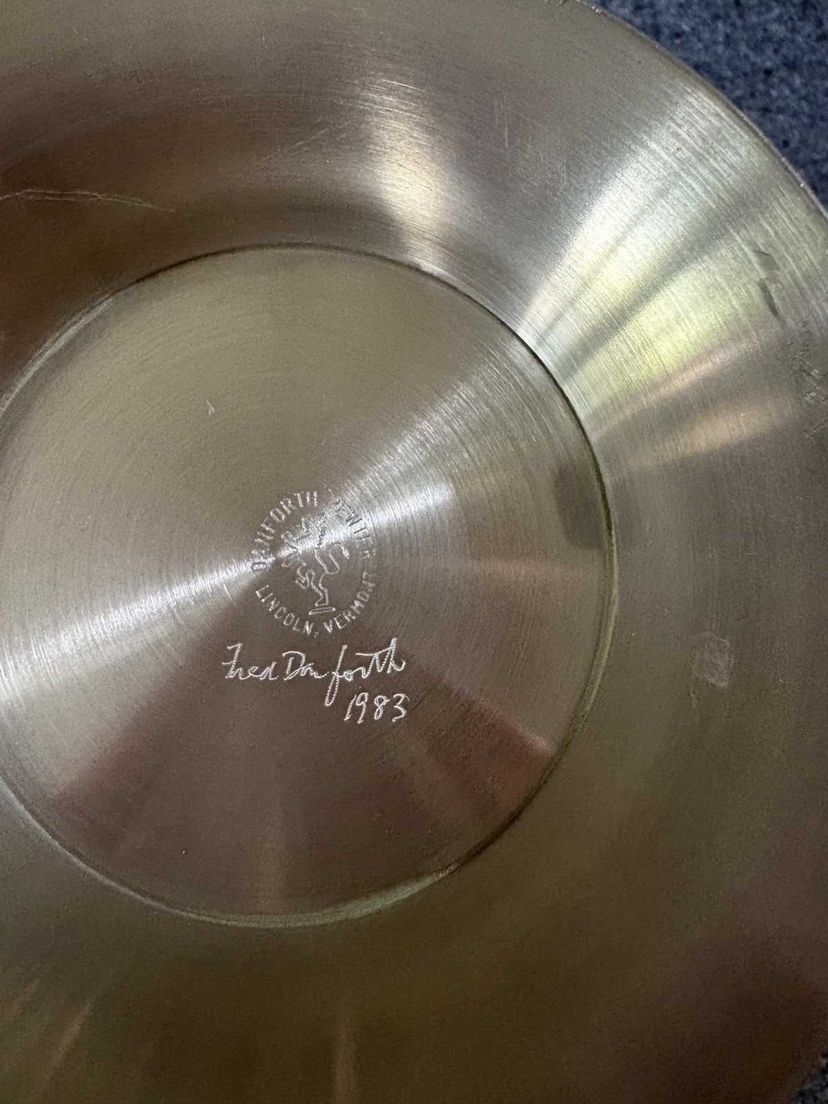 Fred Danforth signed 1983 pewter Bowl Fred Danforth signed 1983 pewter Bowl