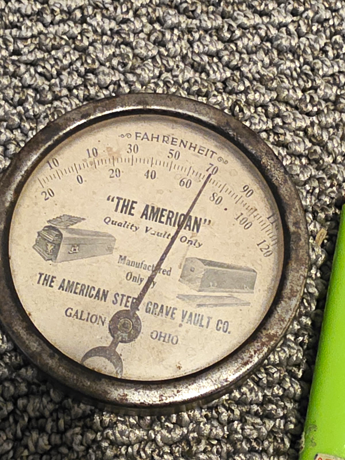 Rare Early 1900s American Steel Grave Vault Galion Ohio Advertising Thermometer Rare Early 1900s American Steel Grave Vault Galion Ohio Advertising Thermometer