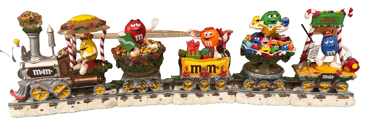 Danbury Mint The M&M\'s Merry Metro Christmas Train M & M Figurine Set 5 Holiday