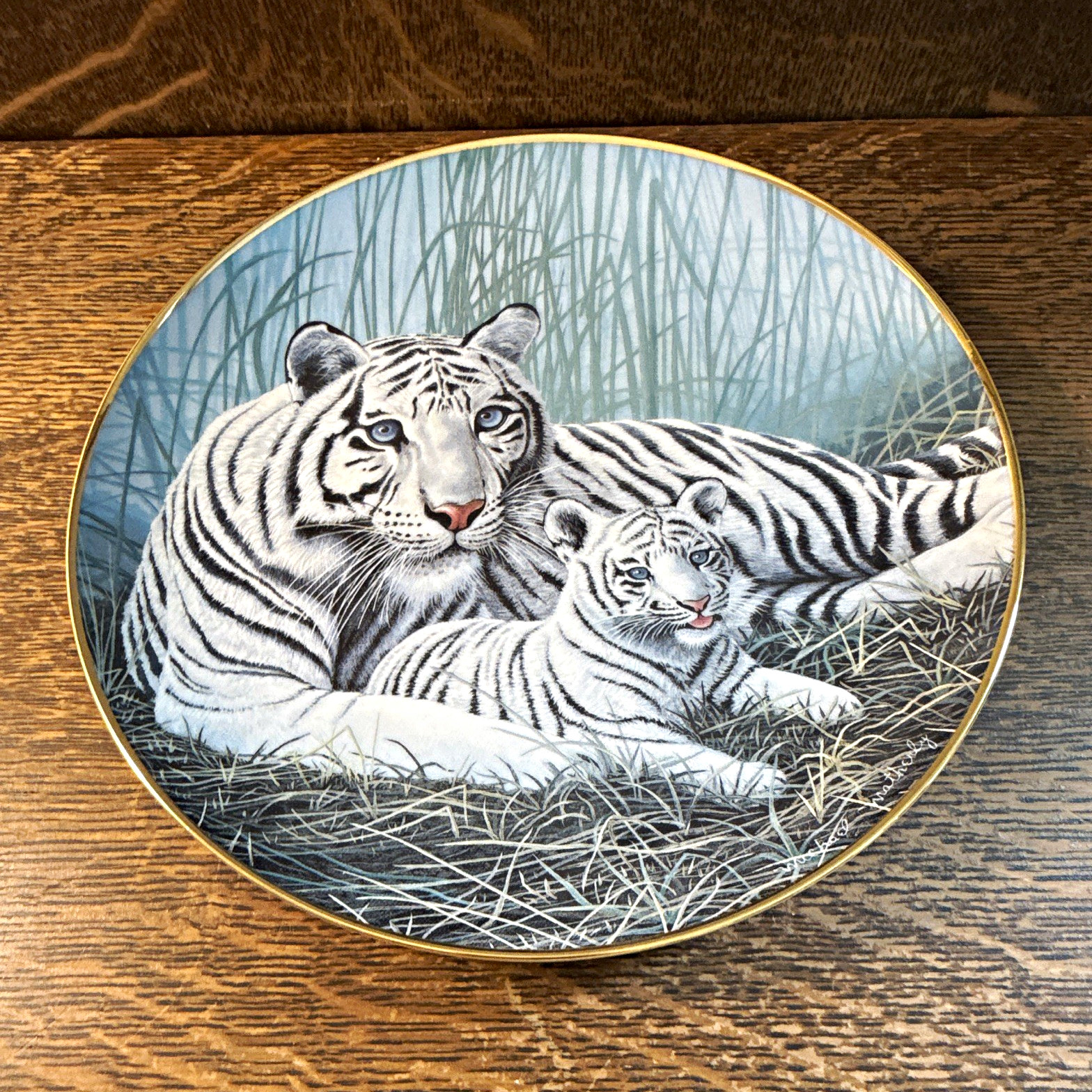 The Franklin Mint NWF White Tigers Porcelain Plate A46335