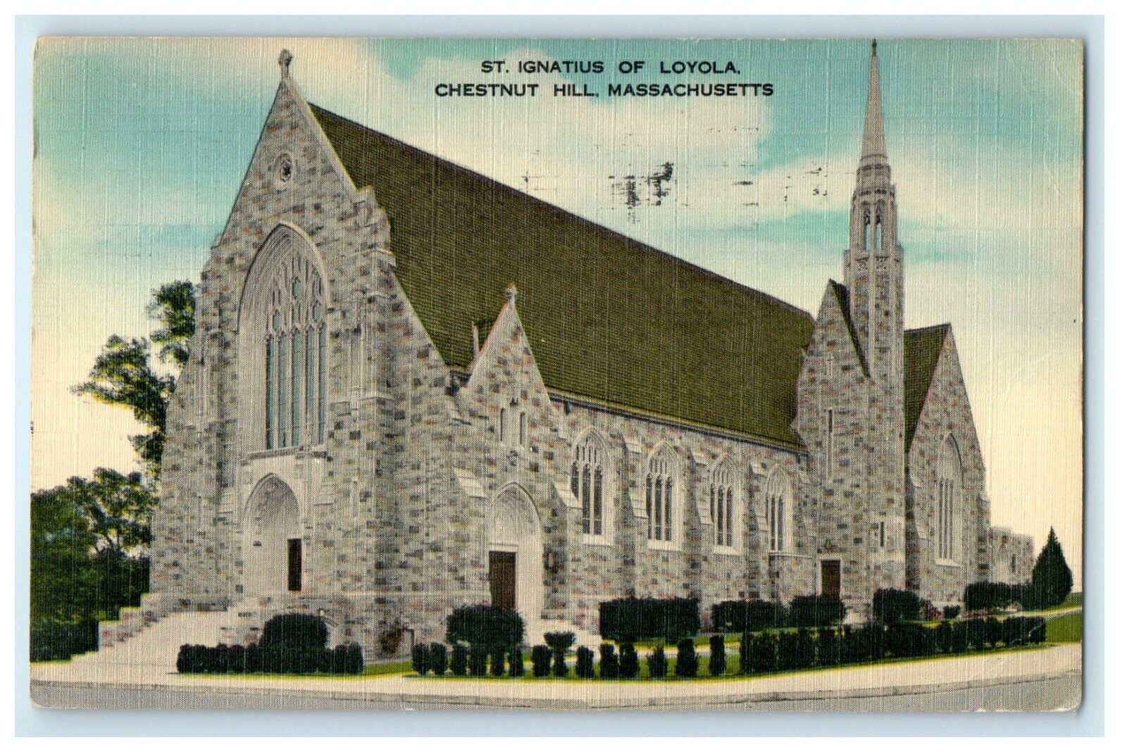 1953 St. Ignatius Of Loyola Chestnut Hill Massachusetts MA Vintage Postcard